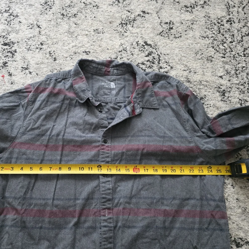 The North Face Plaid Button Up Flannel Cotton Shirt Mens XXL Gray Red - Picture 6 of 8
